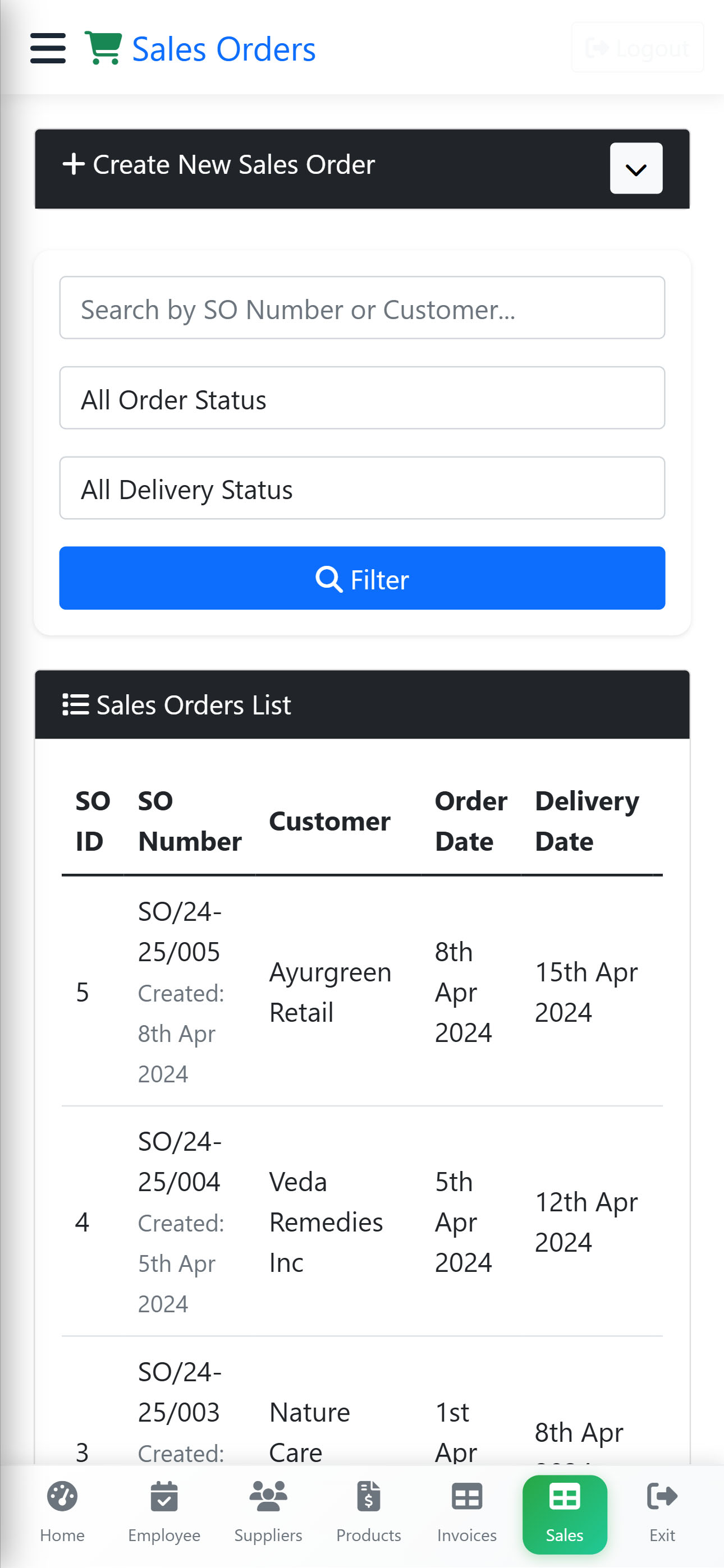 Sales Orders