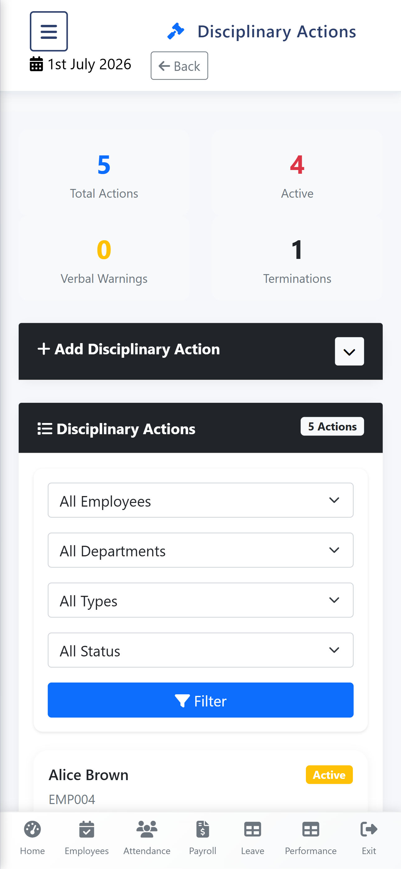 Disciplinary Actions