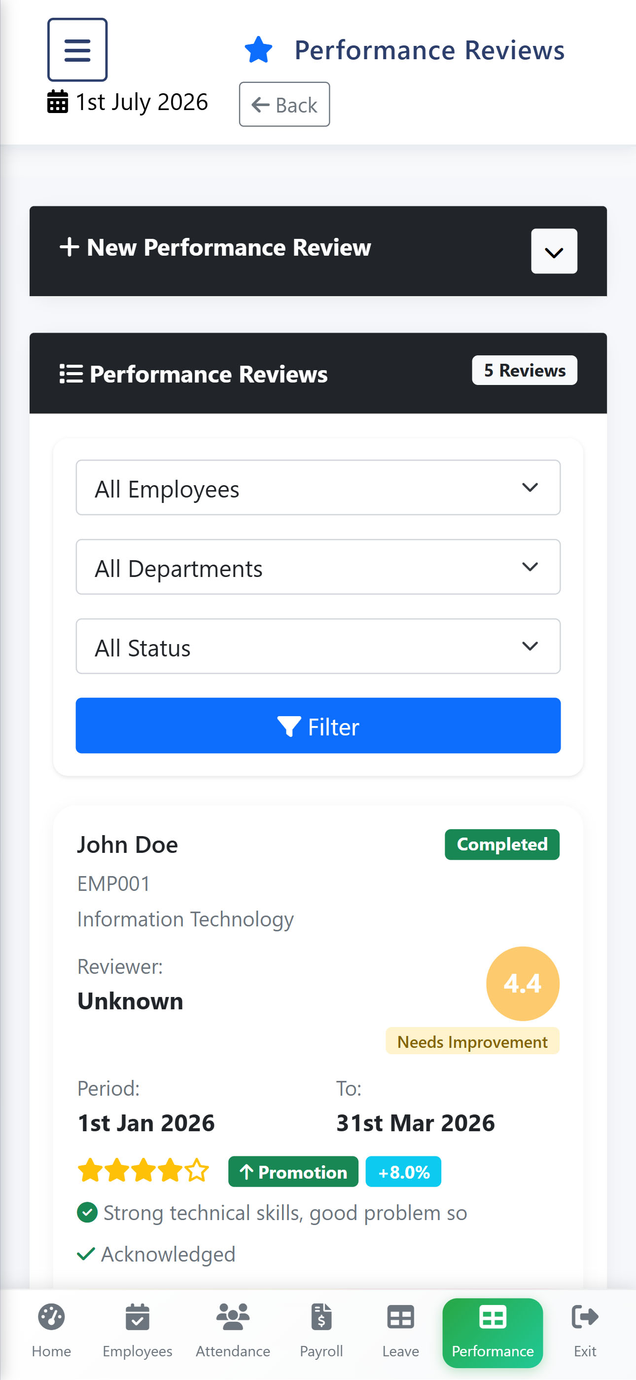 Performance Reviews