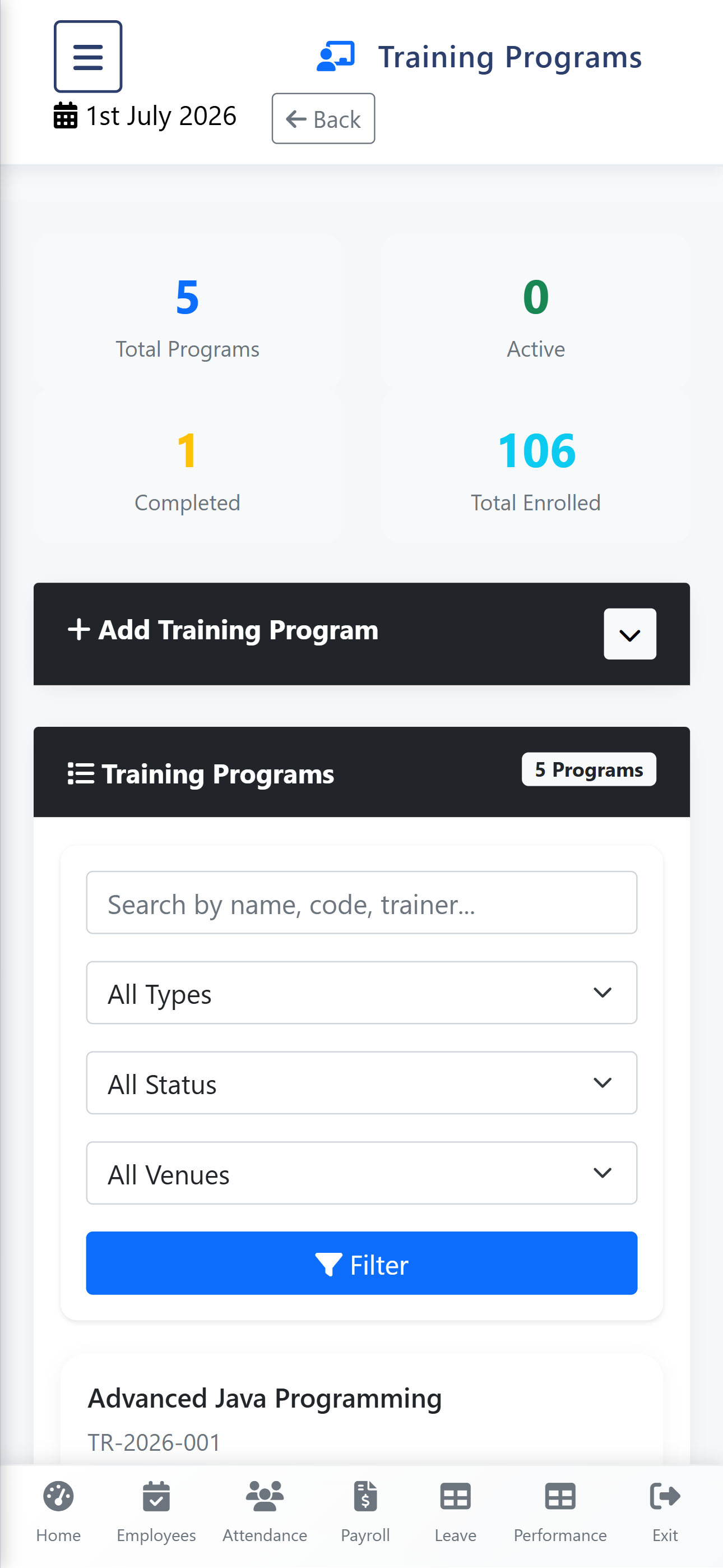 Training Programs