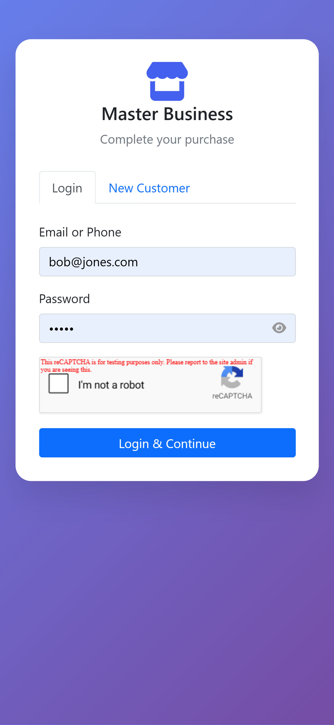 Customer Purchase Login